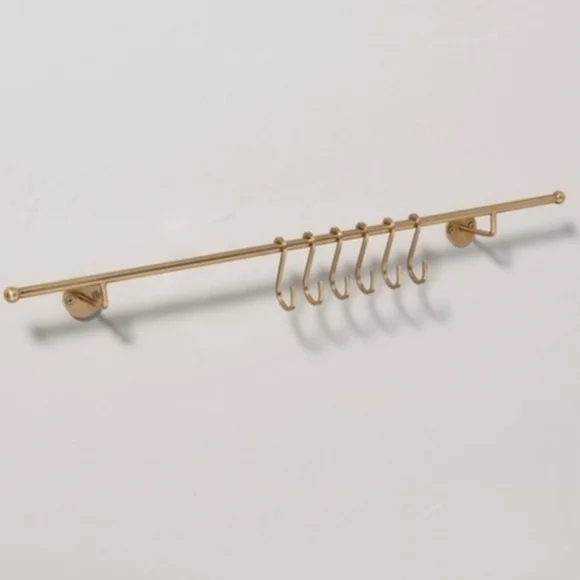 New Hearth & Hand 24in. Brass Finish Wall Rack With 6 Hooks - Picture 1 of 3